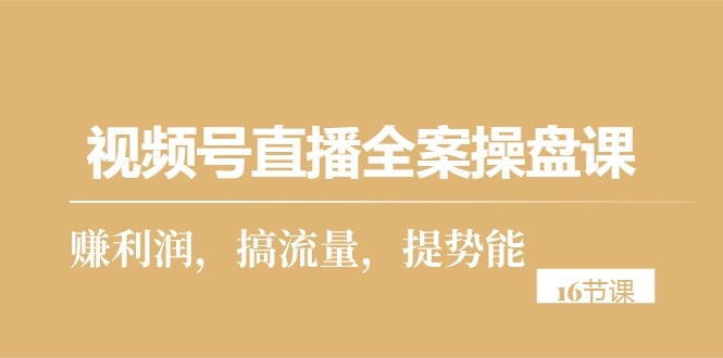 （10207期）视频号直播全案操盘课，赚利润，搞流量，提势能（16节课）-iTZL项目网