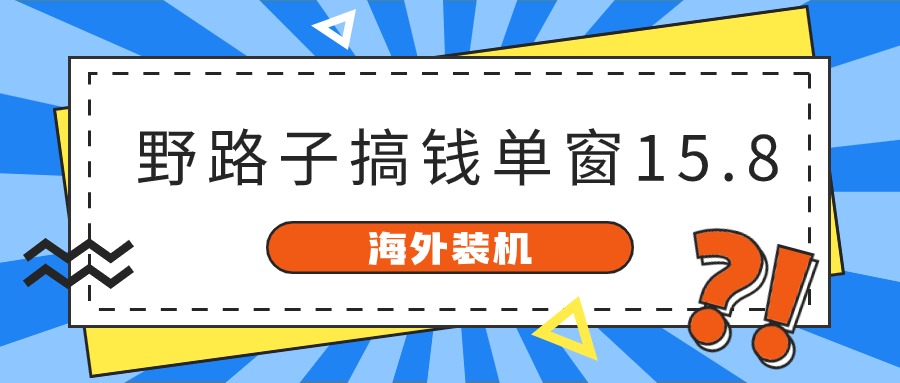 （10385期）海外装机，野路子搞钱，单窗口15.8，已变现10000+-iTZL项目网