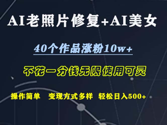 （12489期）AI老照片修复+AI美女玩发  40个作品涨粉10w+  不花一分钱使用可灵  操…-iTZL项目网