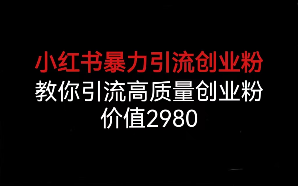 （6779期）小红书暴力引流创业粉，教你引流高质量创业粉，价值2980-iTZL项目网