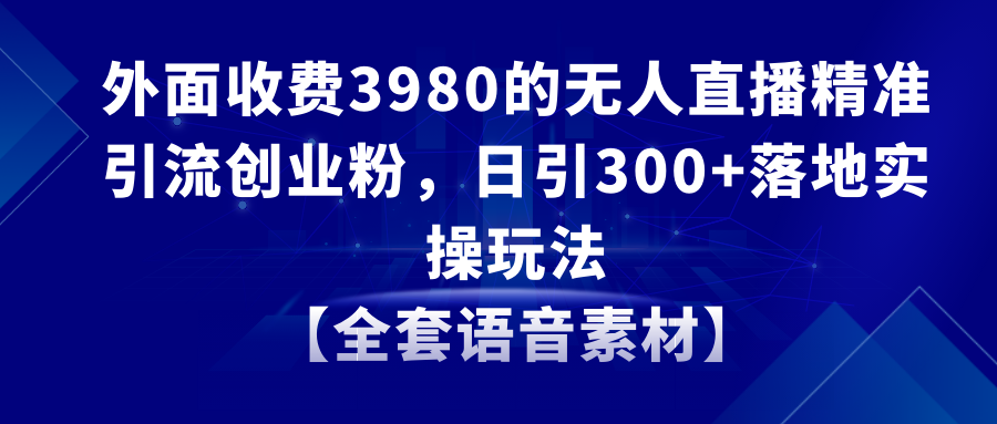 （8830期）无人直播精准引流创业粉，日引300+落地实操玩法【全套语音素材】-iTZL项目网