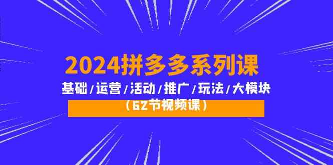 （10019期）2024拼多多系列课：基础/运营/活动/推广/玩法/大模块（62节视频课）-iTZL项目网