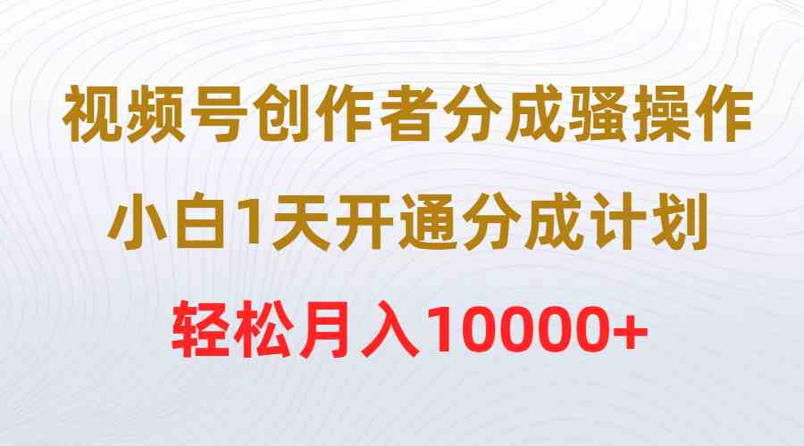 （9656期）视频号创作者分成骚操作，小白1天开通分成计划，轻松月入10000+-iTZL项目网