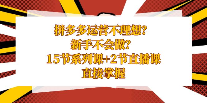 （8479期）拼多多运营不理想？新手不会做？15节系列课+2节直播课，直接掌握-iTZL项目网