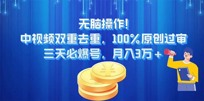 （11353期）无脑操作!中视频双重去重，100%原创过审，三天必爆号，月入3万+-iTZL项目网