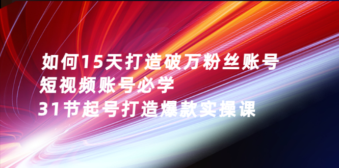 （2656期）如何15天打造破万粉丝账号：短视频账号必学，31节起号打造爆款实操课-iTZL项目网