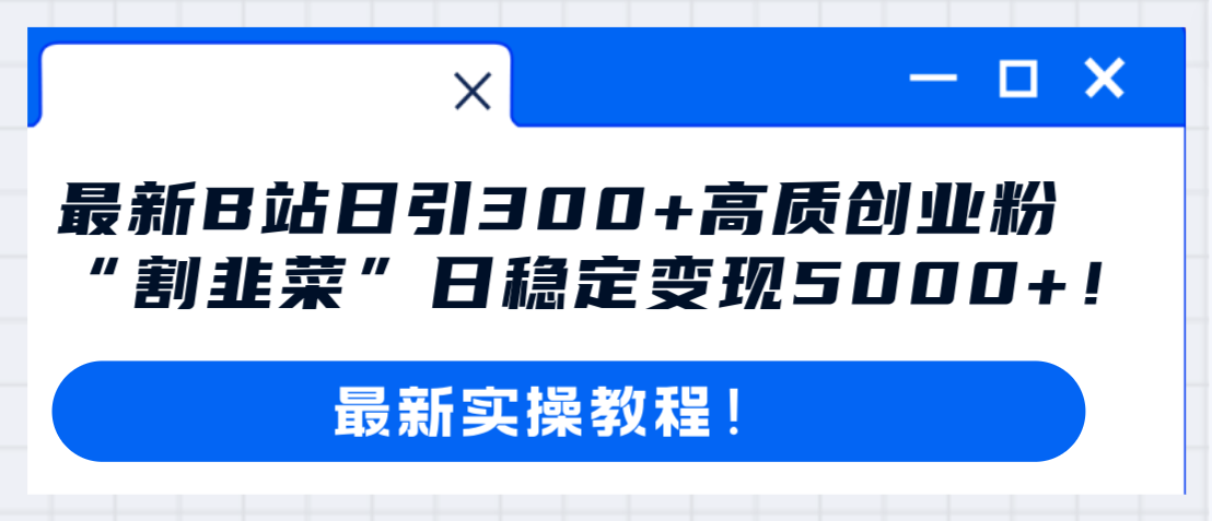 （8216期）最新B站日引300+高质创业粉教程！“割韭菜”日稳定变现5000+！-iTZL项目网