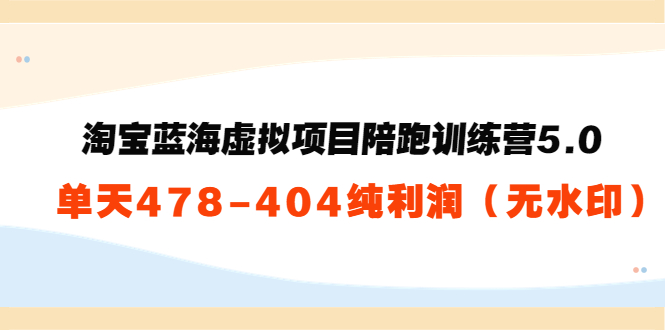 （3537期）黄岛主：淘宝蓝海虚拟项目陪跑训练营5.0：单天478纯利润（无水印）-iTZL项目网