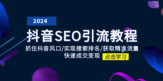 （11352期）抖音 SEO引流教程：抓住抖音风口/实现搜索排名/获取精准流量/快速成交变现-iTZL项目网