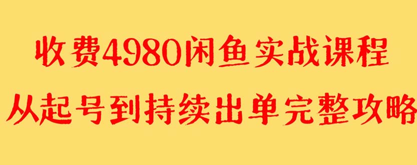 （8359期）外面收费4980闲鱼无货源实战教程 单号4000+-iTZL项目网