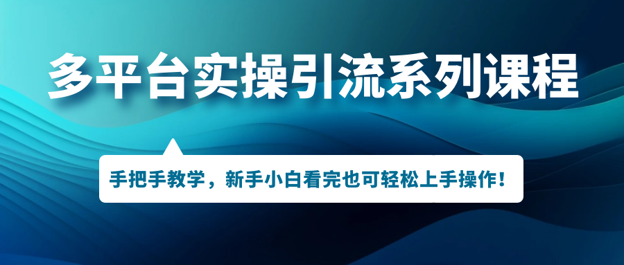 （7170期）多平台实操引流系列课程，手把手教学，新手小白看完也可轻松上手引流操作！-iTZL项目网