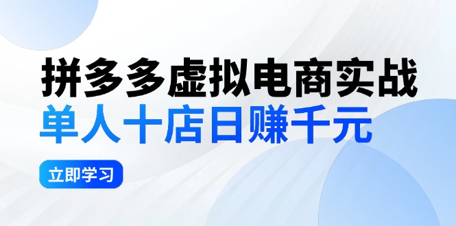 （12326期）拼多多虚拟电商实战：单人10店日赚千元，深耕老项目，稳定盈利不求风口-iTZL项目网