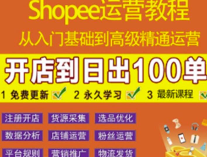 shopee运营教程：从入门基础到高级精通，开店到日出100单（全套课程）-iTZL项目网