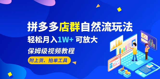 （6545期）拼多多店群自然流玩法，轻松月入1W+ 保姆级视频教程（附上货、拍单工具）-iTZL项目网