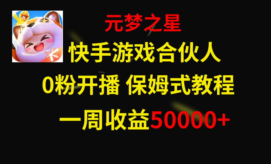 （8373期）快手游戏新风口，元梦之星合伙人，一周收入50000+-iTZL项目网