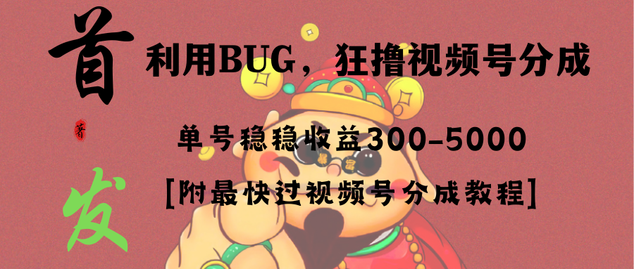 （8549期）全网独家首发，视频号BUG，超短期项目，单号每日净收益300-5000！-iTZL项目网