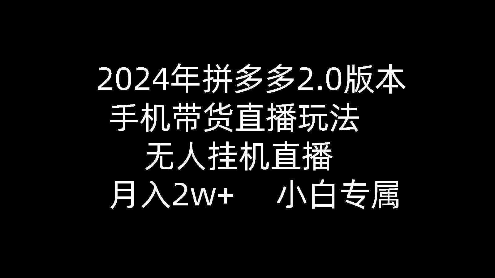 （9768期）2024年拼多多2.0版本，手机带货直播玩法，无人挂机直播， 月入2w+， 小…-iTZL项目网