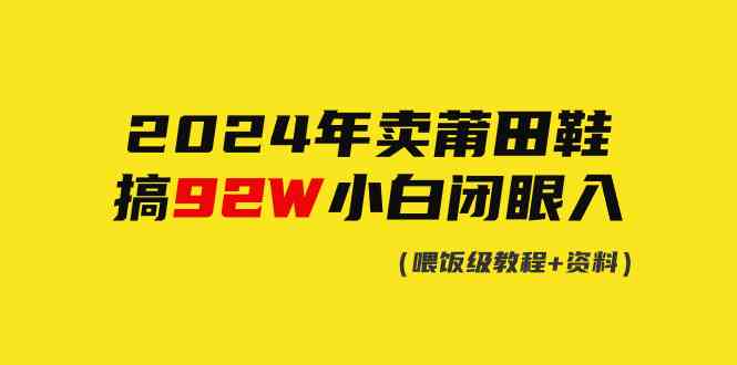 （9329期）2024年卖莆田鞋，搞了92W，小白闭眼操作！-iTZL项目网