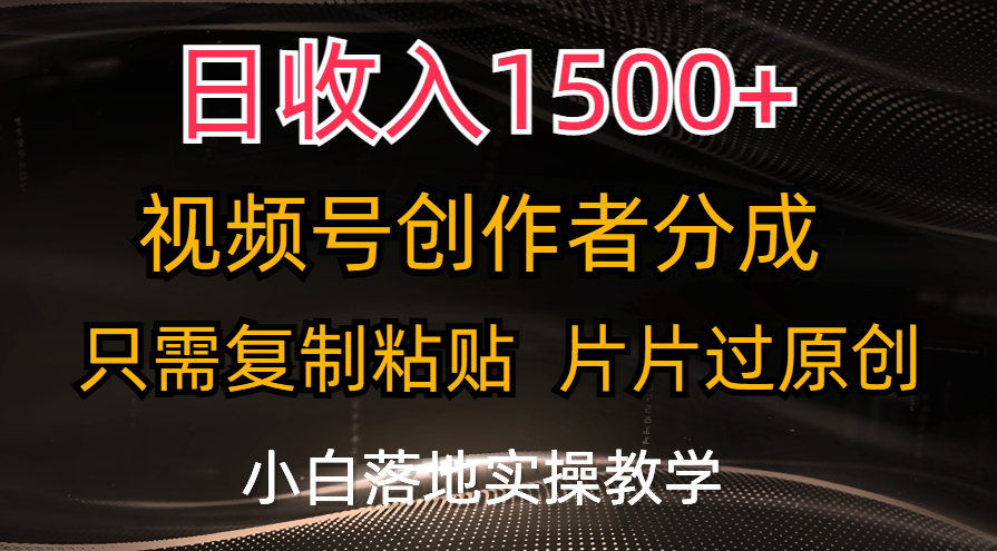 （11339期）日收入1500+，视频号创作者分成，只需复制粘贴，片片过原创，小白也可…-iTZL项目网