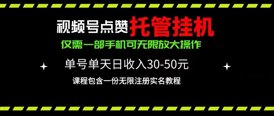 （10644期）视频号点赞托管挂机，单号单天利润30~50，一部手机无限放大（附带无限…-iTZL项目网