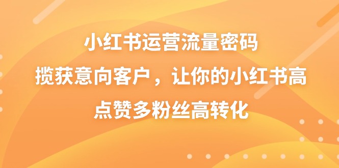 （8764期）小红书运营流量密码，揽获意向客户，让你的小红书高点赞多粉丝高转化-iTZL项目网