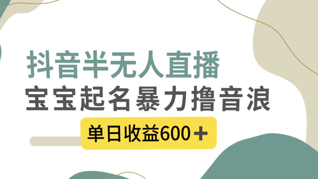 （8192期）抖音半无人直播，宝宝起名，暴力撸音浪，单日收益600+-iTZL项目网