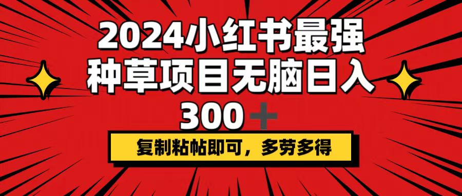 （12336期）2024小红书最强种草项目，无脑日入300+，复制粘帖即可，多劳多得-iTZL项目网