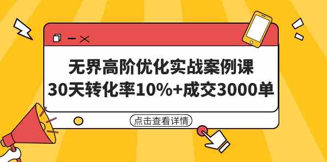 （9409期）无界高阶优化实战案例课，30天转化率10%+成交3000单（8节课）-iTZL项目网