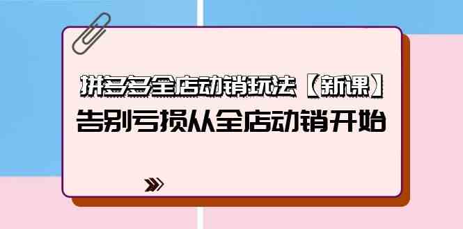 （9974期）拼多多全店动销玩法【新课】，告别亏损从全店动销开始（4节视频课）-iTZL项目网