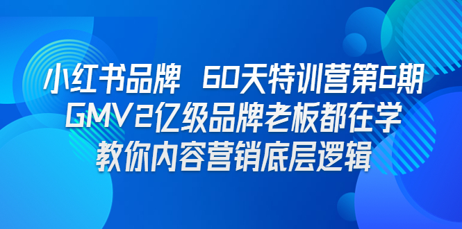 （6798期）小红书品牌 60天特训营第6期 GMV2亿级品牌老板都在学 教你内容营销底层逻辑-iTZL项目网