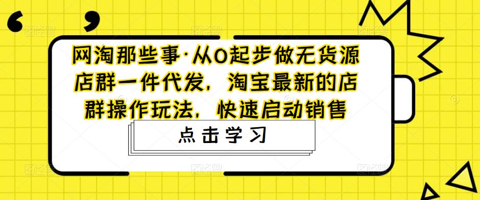 （4979期）从0起步做无货源店群一件代发，淘宝最新的店群操作玩法，快速启动销售-iTZL项目网