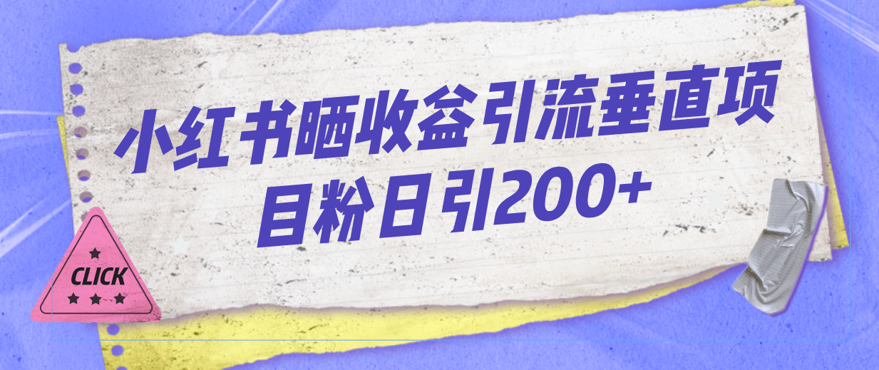 （7045期）小红书晒收益图引流垂直项目粉日引200+-iTZL项目网