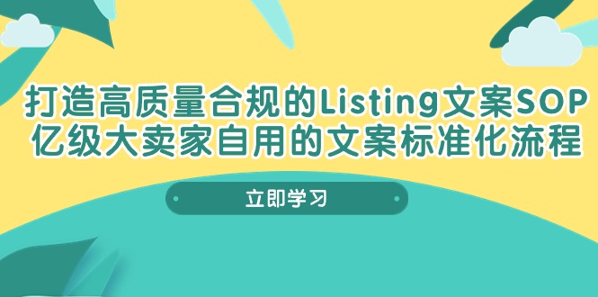 （10585期）打造高质量合规Listing文案SOP，亿级大卖家自用的文案标准化流程-iTZL项目网