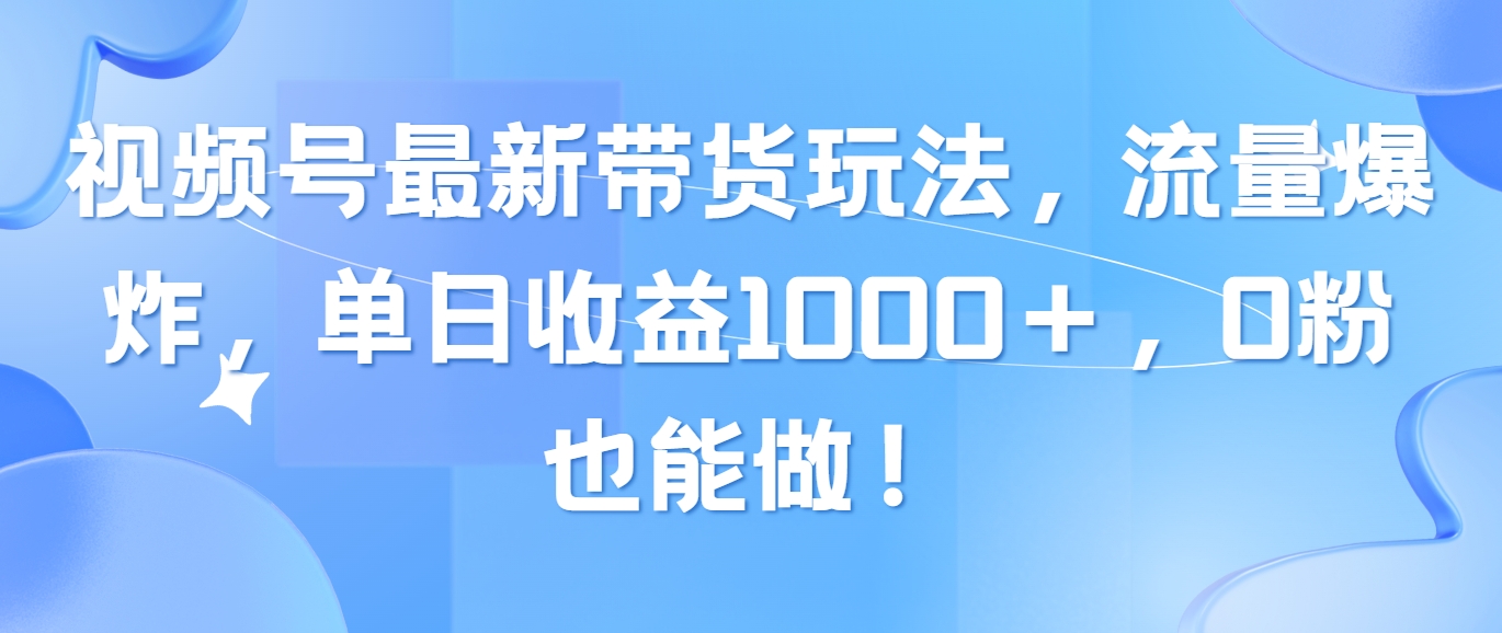 （10858期）视频号最新带货玩法，流量爆炸，单日收益1000＋，0粉也能做！-iTZL项目网