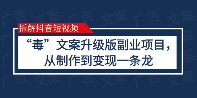 （6123期）拆解抖音短视频：“毒”文案升级版副业项目，从制作到变现（教程+素材）-iTZL项目网