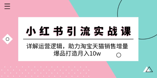 （12809期）小红书引流实战课：详解运营逻辑，助力淘宝天猫销售增量，爆品打造月入10w-iTZL项目网