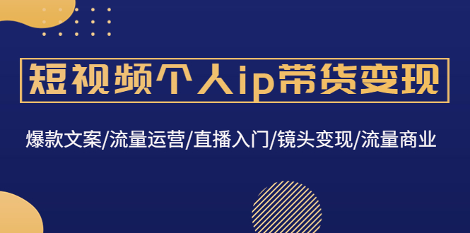 （4595期）短视频个人ip带货变现：爆款文案/流量运营/直播入门/镜头变现/流量商业-iTZL项目网