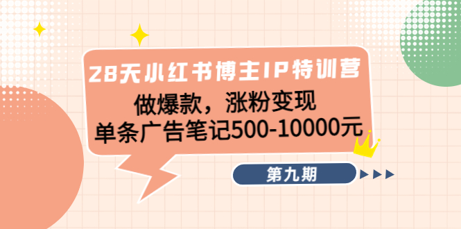 （4267期）28天小红书博主IP特训营《第9期》做爆款，涨粉变现 单条广告笔记500-10000-iTZL项目网