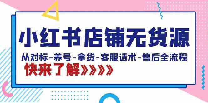 （8897期）小红书店铺无货源：从对标-养号-拿货-客服话术-售后全流程（20节课）-iTZL项目网