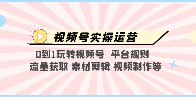 （5425期）视频号实操运营，0到1玩转视频号  平台规则  流量获取 素材剪辑 视频制作等-iTZL项目网