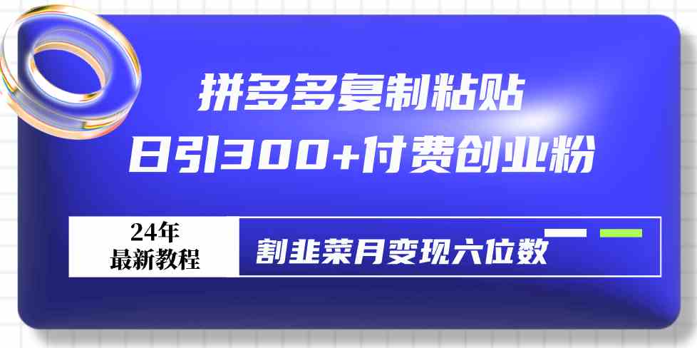 （9129期）拼多多复制粘贴日引300+付费创业粉，割韭菜月变现六位数最新教程！-iTZL项目网