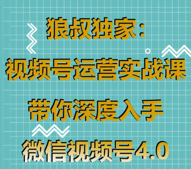 狼叔独家：视频号运营实战课，带你深度入手微信视频号4.0-iTZL项目网