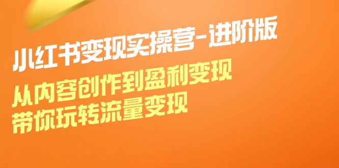 （12234期）小红书变现实操营-进阶版：从内容创作到盈利变现，带你玩转流量变现-iTZL项目网