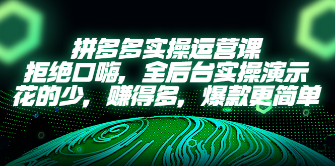 （5423期）拼多多实操运营课：拒绝口嗨，全后台实操演示，花的少，赚得多，爆款更简单-iTZL项目网