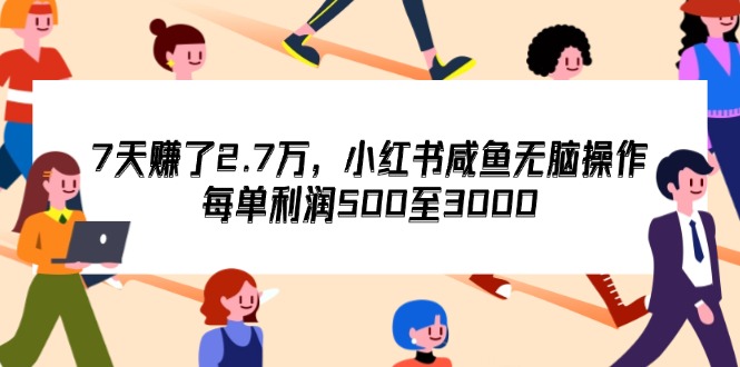 （12192期）7天收了2.7万，小红书咸鱼无脑操作，每单利润500至3000-iTZL项目网