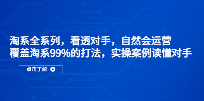 （5233期）淘系全系列，看透对手，自然会运营，覆盖淘系99%·打法，实操案例读懂对手-iTZL项目网