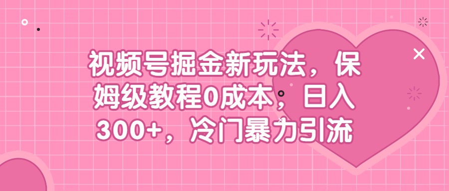 （6802期）视频号掘金新玩法，保姆级教程0成本，日入300+，冷门暴力引流-iTZL项目网