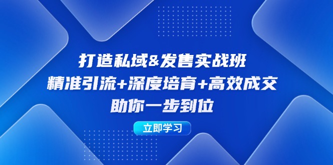 （12642期）打造私域&发售实操班：精准引流+深度培育+高效成交，助你一步到位-iTZL项目网