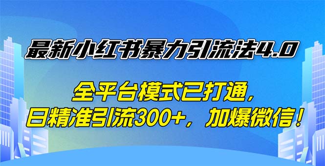 （12505期）最新小红书暴力引流法4.0， 全平台模式已打通，日精准引流300+，加爆微…-iTZL项目网