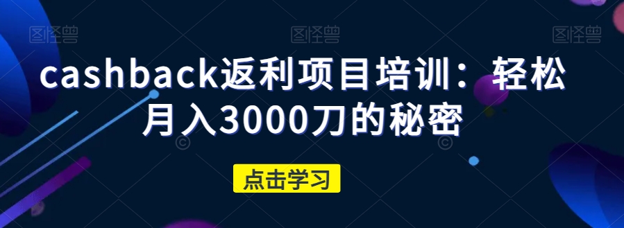 cashback返利项目培训：轻松月入3000刀的秘密-iTZL项目网